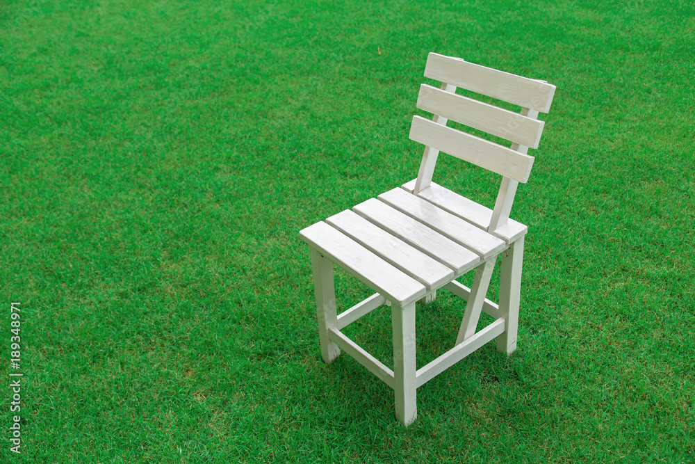 wood chair on nature green grass background. concept for product display  template Stock Photo | Adobe Stock