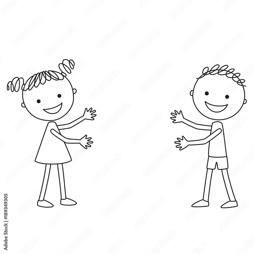 Boy and girl standing opposite each other Boy and girl standing opposite each other