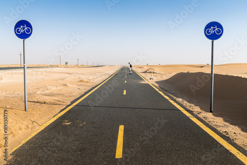 Canvas Print Al Qudra cycling track near Dubai, United Arab Emirates, Middle East