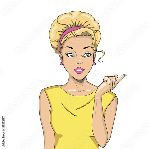 Comic woman. Amazed women. Pop Art girl. Beauty. On white background
