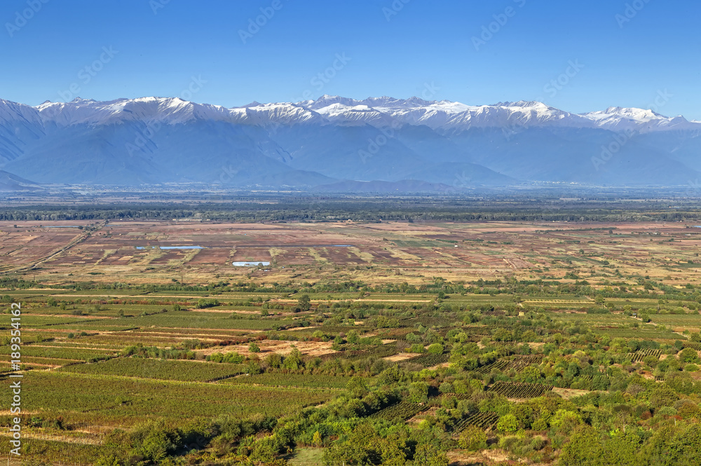 Naklejka premium View of Alazani valley, Kakheti, Georgia