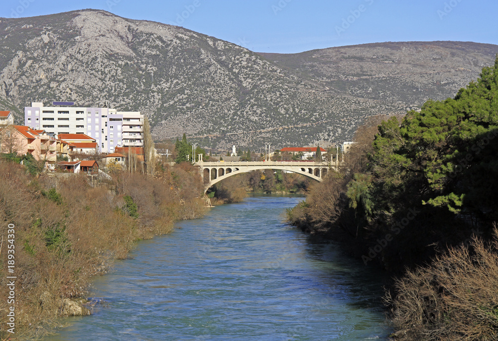 Lucki bridge over river Neretva in city Mostar