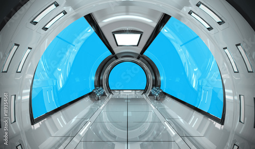 Spaceship bright interior 3D rendering