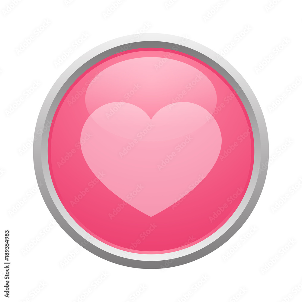 Pink heart button vector