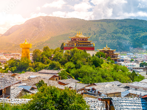 Guishan Si monastery in Shangri-la County, or Zhongdian, Yunnan Province, China. photo