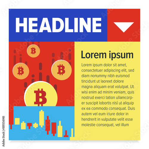 Colorful illustrated template on the theme of falling prices of cryptocurrencies. The design for your site or blog