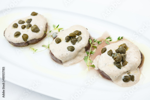 Sliced veal with sauce