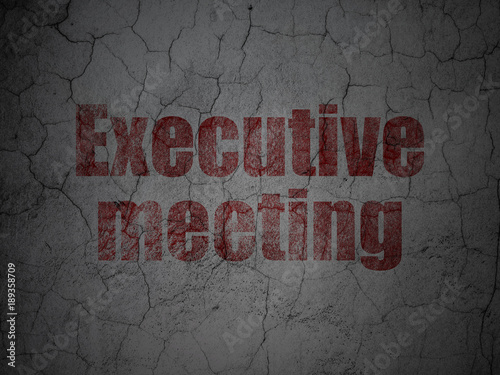 Finance concept: Red Executive Meeting on grunge textured concrete wall background
