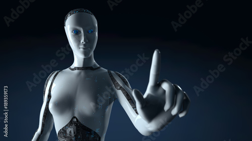Female Cyborg Robot - 3D render of a futuristic robot conveying artificial intelligence, work and production automation in the digital age