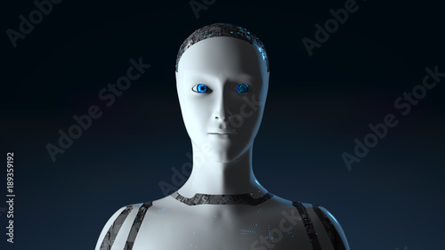 Female Cyborg Robot - 3D render of a futuristic robot conveying artificial intelligence, work and production automation in the digital age
