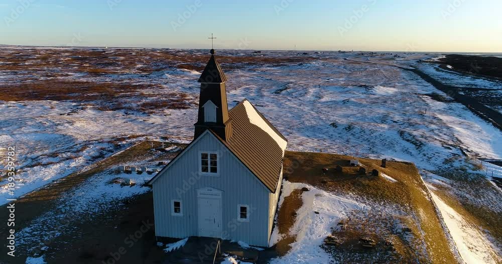 église en bois en vue aérienne