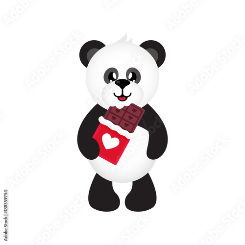 cartoon cute panda with chocolate
