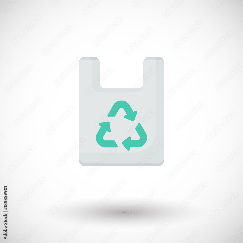 Plastic bag with recycle sign vector flat icon Plastic bag with recycle sign vector flat icon