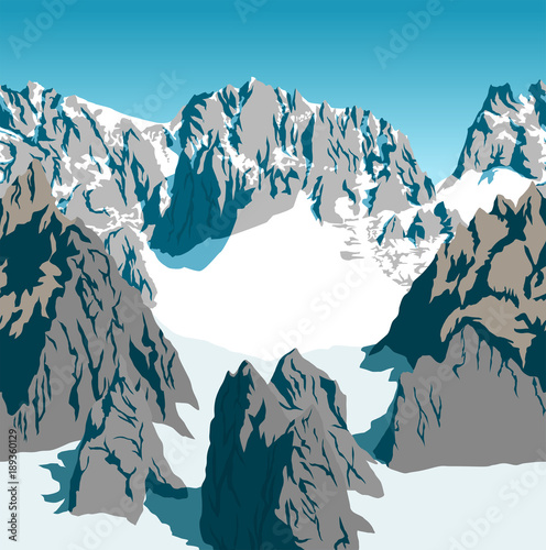 vector Rocky mountains alps background texture seamless pattern