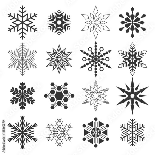 Set of winter snowflakes vector illustration icons