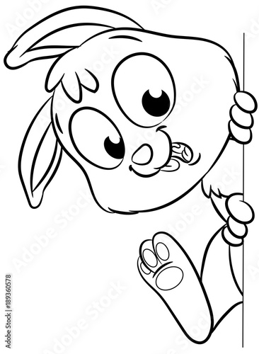Niedlicher Osterhase schaut um die Ecke - Vektor-Illustration