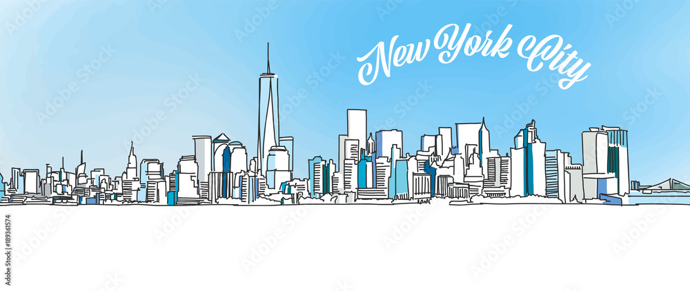 Fototapeta premium Sketch of New York City Skyline