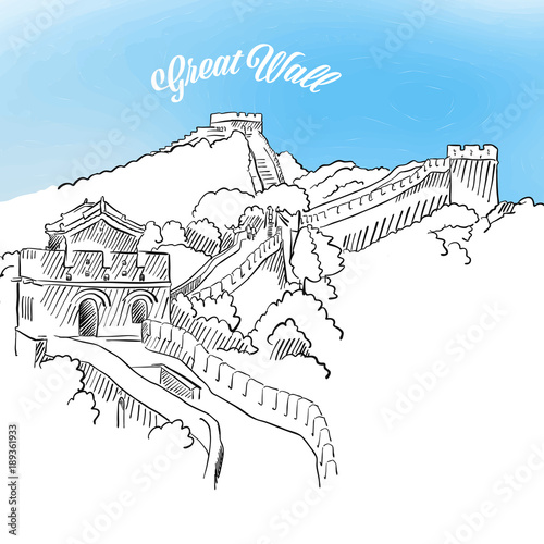 Sketch of Great Wall in China