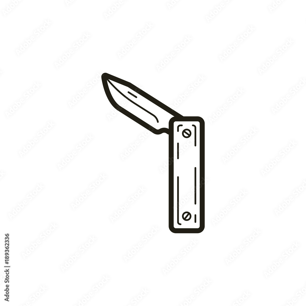 black and white linear pocket knife icon black and white linear pocket knife icon