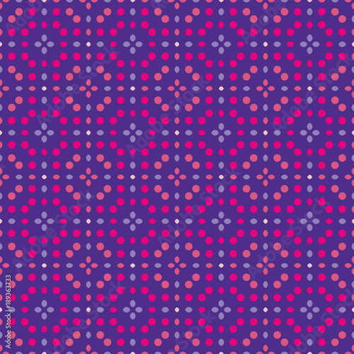 Violet dotted seamless pattern. Geometric background in repeat.