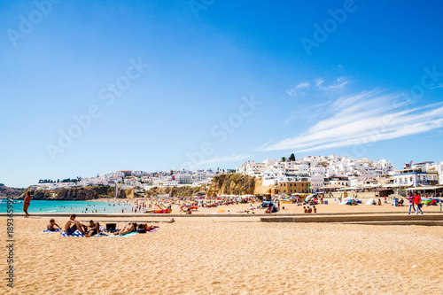 Beautiful sandy Albufeira beach on the Algarve  Portugal