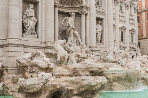 Side view of Trevi fountain in Rome
