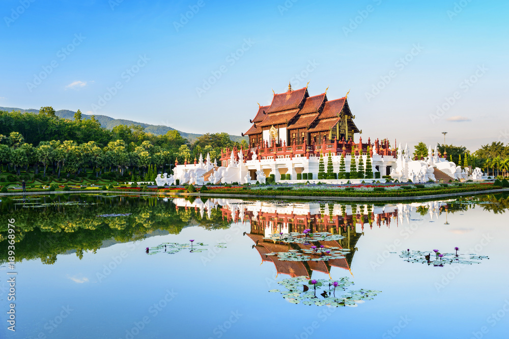 Fototapeta premium Thai style garden. Located in Wat Ton Kain, Chiang Mai, Thailand.