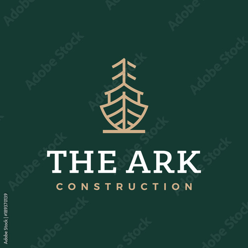Modern professional logo the ark construction on green background