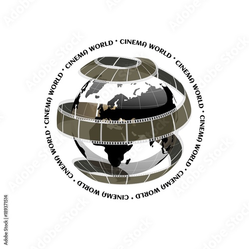 Vector movie poster with film 35mm roll, Event film festival banner, illustration of 35mm film strip on festival cinematography poster.