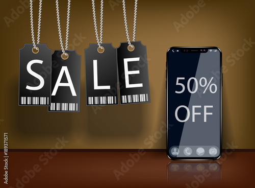 Super sale phone banner. Mobile clearance sale discount poster. Smartphone sale.