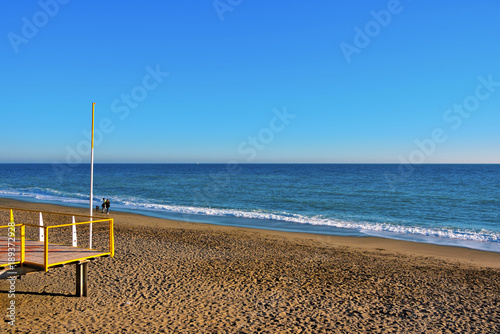 sunset over the sea in Albissola Italy photo