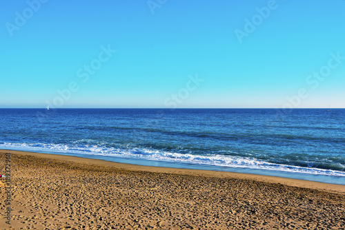 sunset over the sea in Albissola Italy photo