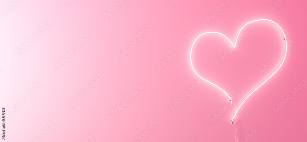 Neon and pink glow effect of love with space for text