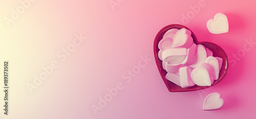 Marshmallows heart shape with space for text