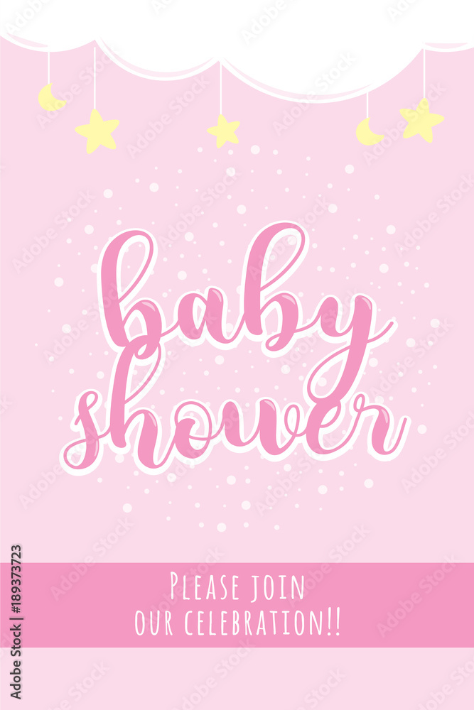 Baby Shower , Happy Birthday for new born celebration greeting and invitation Post card Size,Pink Background