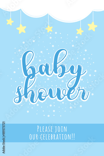 Baby Shower , Happy Birthday for new born celebration greeting and invitation Post card Size,Blue Background