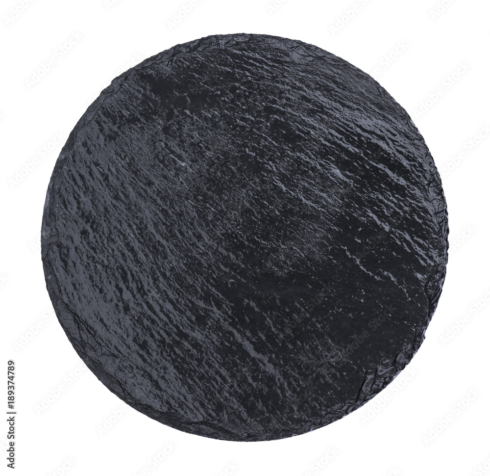 Fototapeta premium Round slate plate isolated on white background