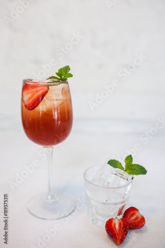 healthy drink. refreshing summer beverage. strawberry fruit cocktail concept
