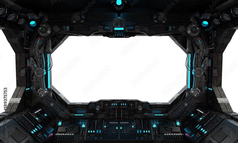 Fototapeta premium Spaceship grunge interior window isolated