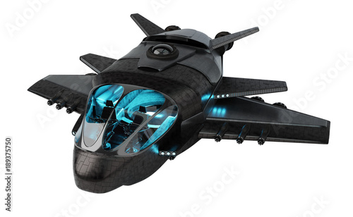 Fototapeta Naklejka Na Ścianę i Meble -  Futuristic spacecraft isolated on white background 3D rendering
