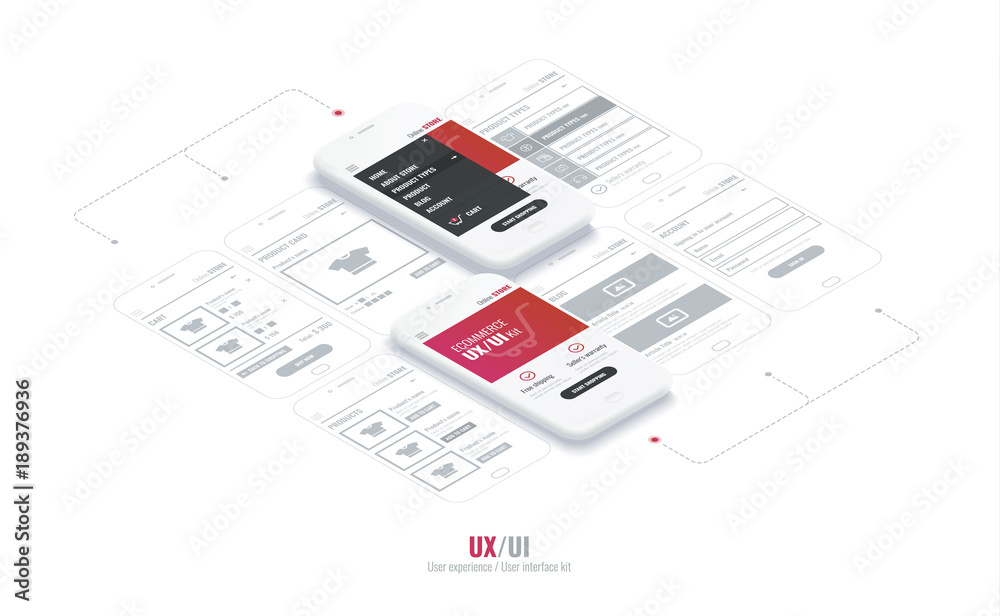 Website wireframe for mobile apps with link . A conceptual mobile phones with a mobile app page. User experience, user interface kit in e-commerce. Website wireframe for mobile apps with link . A conceptual mobile phones with a mobile app page. User experience, user interface kit in e-commerce.