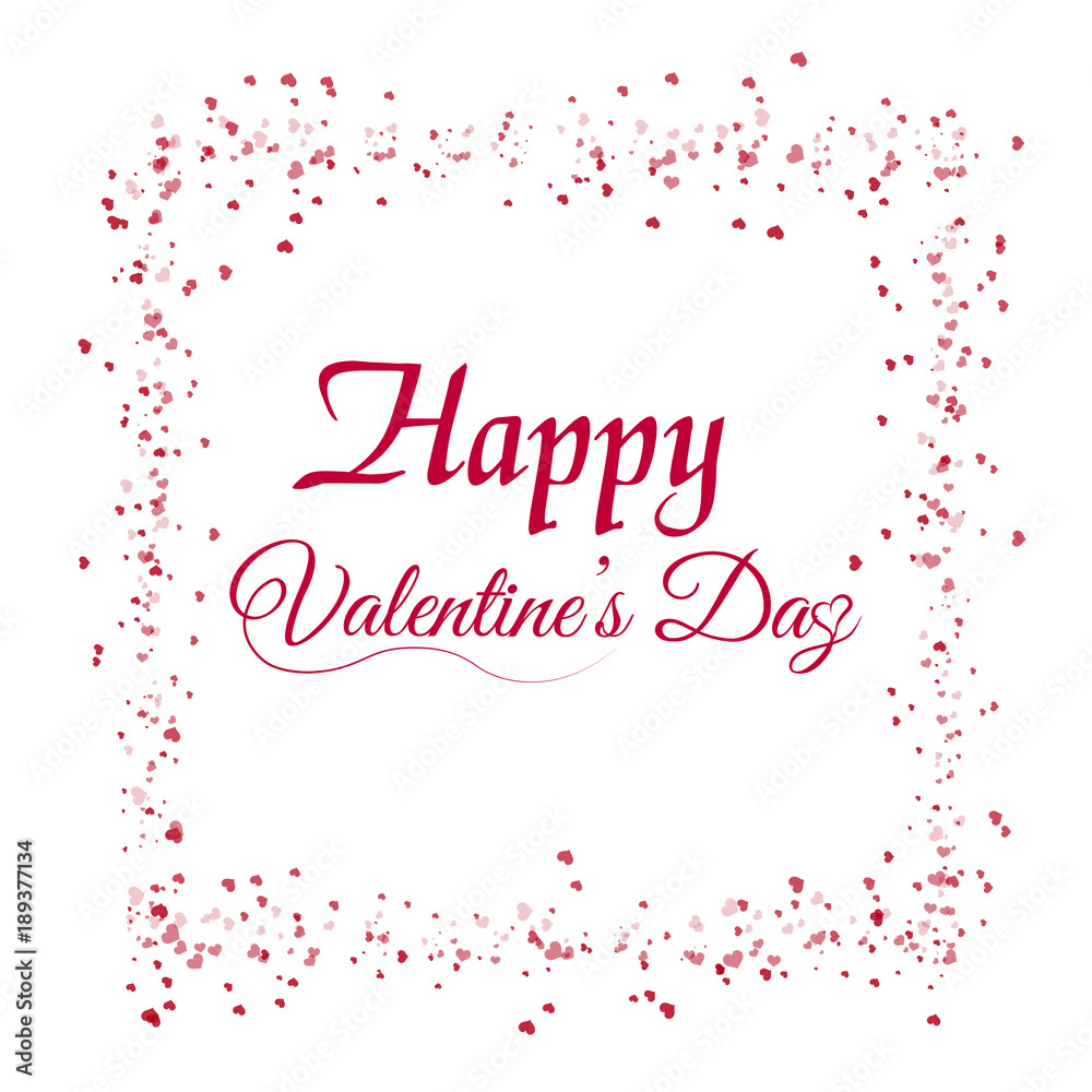 Valentine's day greeting card with square frame hearts. Vector