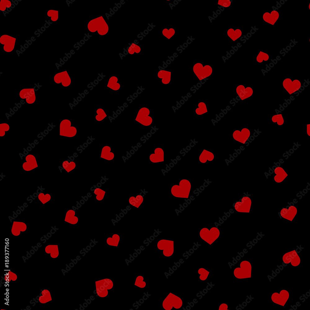 Seamless pattern with red paper hearts on black background. Vector Seamless pattern with red paper hearts on black background. Vector