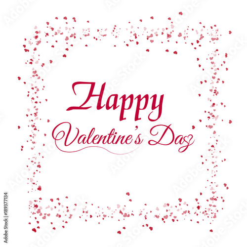 Valentine's day greeting card with square frame hearts. Vector