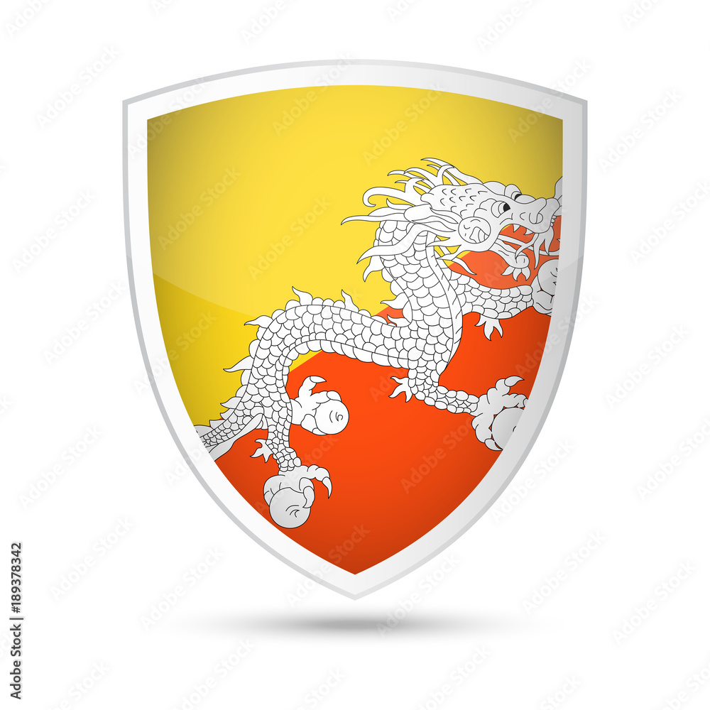 Fototapeta premium Bhutan Flag Vector Shield Icon