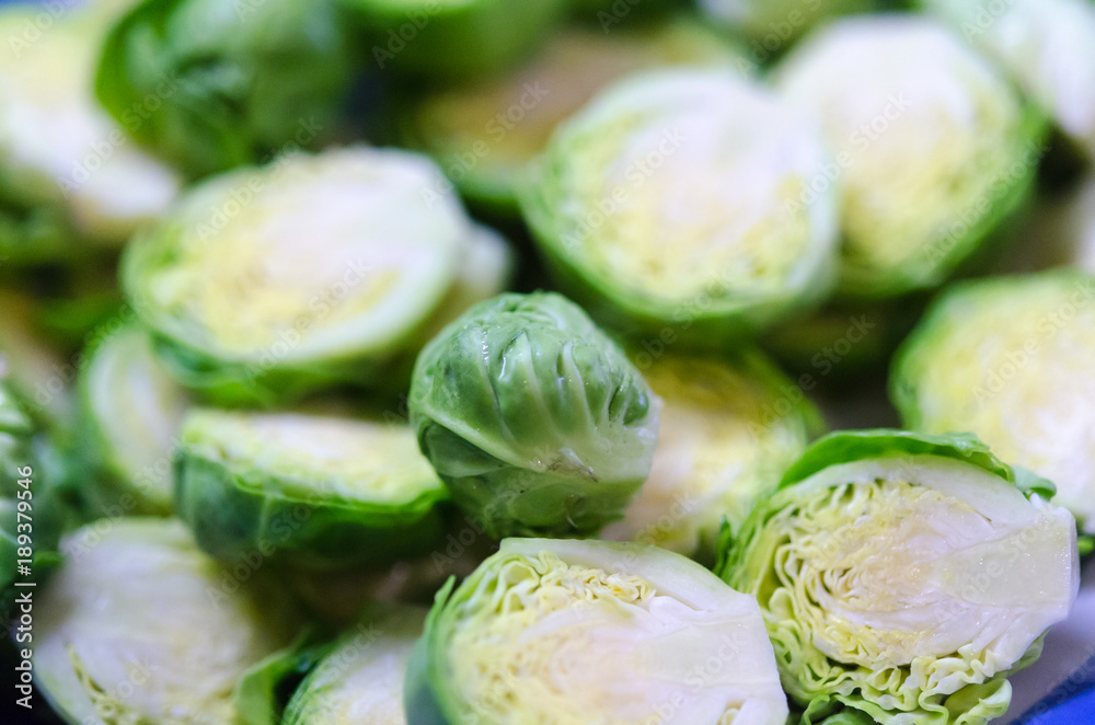 background or texture of fresh green Brussel Sprouts background or texture of fresh green Brussel Sprouts