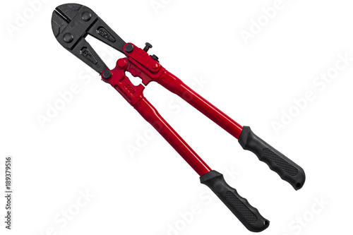 Bilde på lerret hardware store and manual work tools concept with boltcutter isolated on white with a clipping path