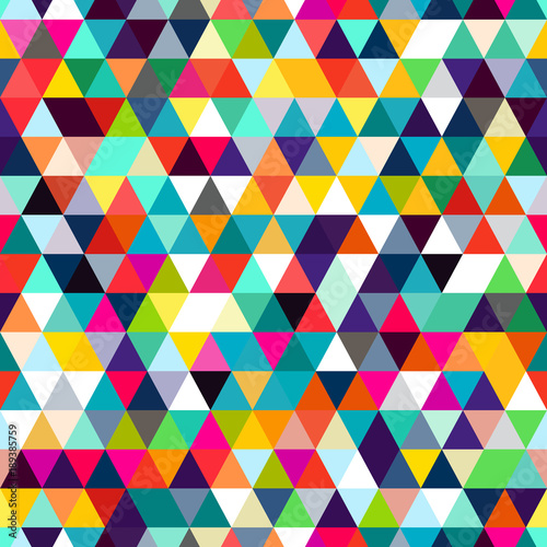 Abstract seamless pattern of triangles. Mosaic of geometric forms.
