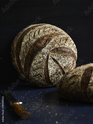 Loaves of whole grain bread