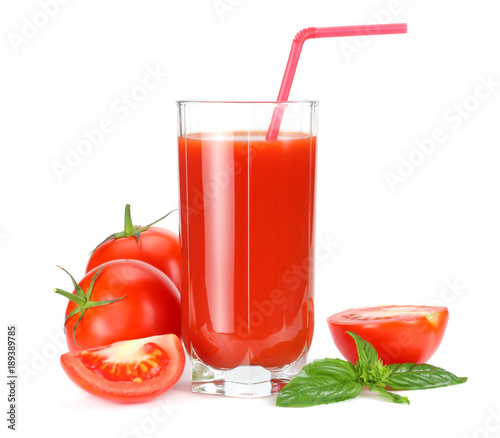 Wallpaper Mural tomato juice isolated on white background. juice in glass Torontodigital.ca